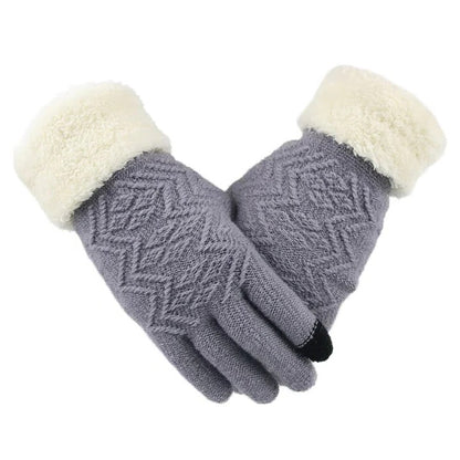 Thermal Conductive Plush Lined Touch Screen Knitted Gloves with Insulated Interior