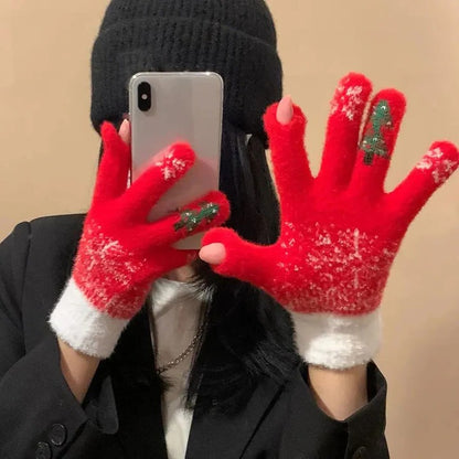 Warmth Interior Festive Fleece Lined Knit Gloves