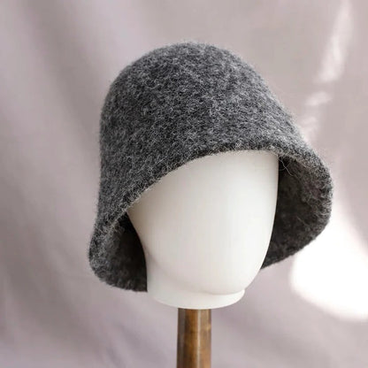 Female Cold-Season Fleece Cloche and Womens Winter Wool Bucket Hat