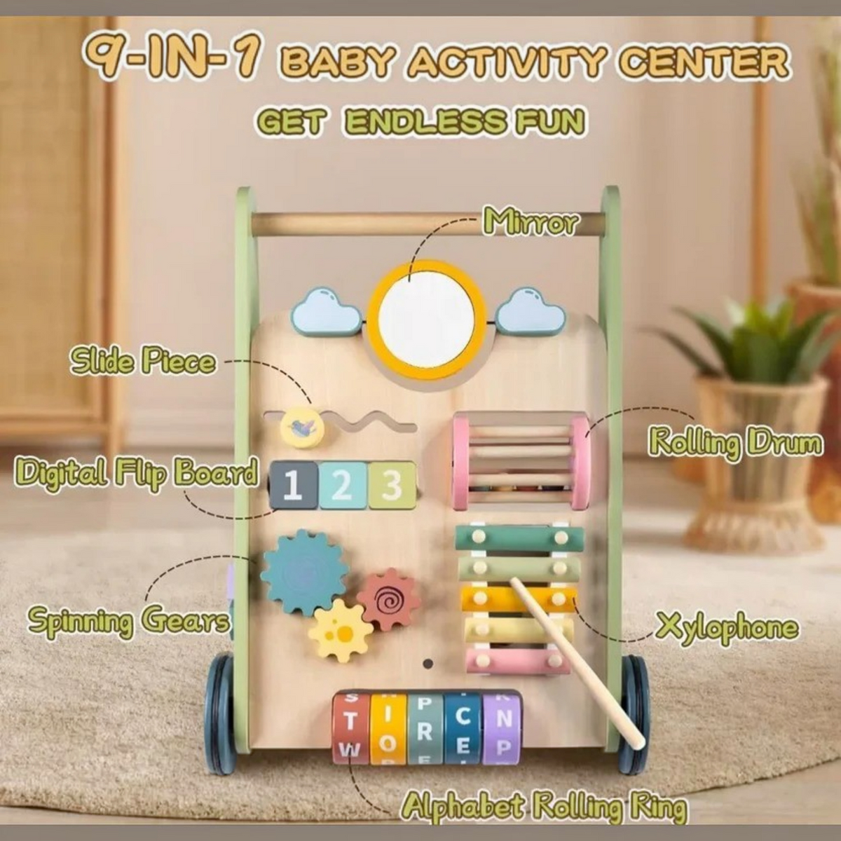 Toddler Skill Center and Wooden Activity Walker