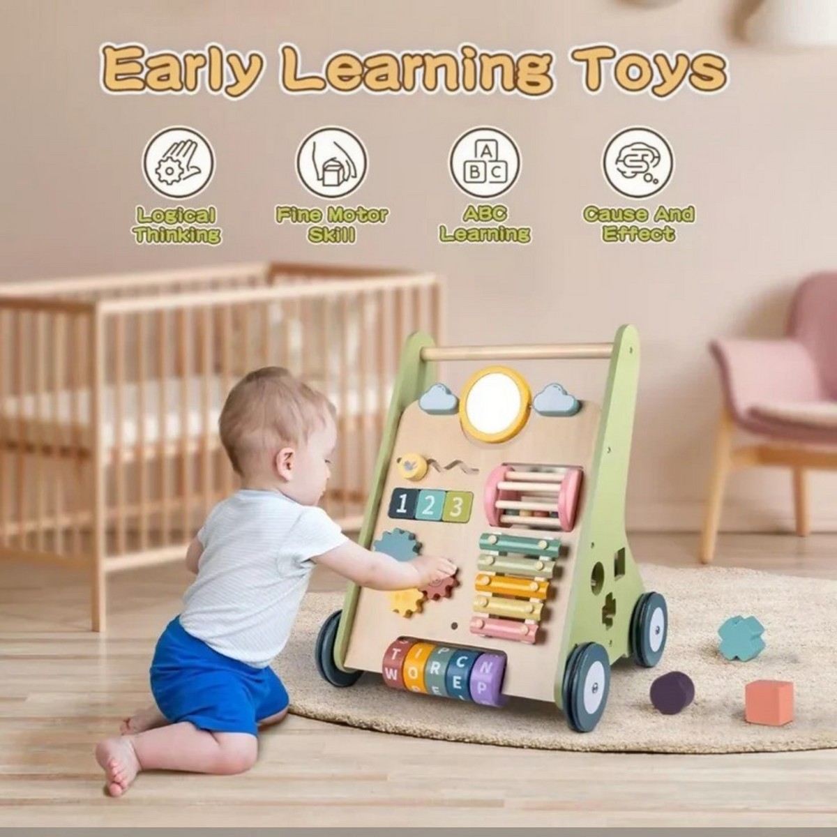 Toddler Skill Center and Wooden Activity Walker
