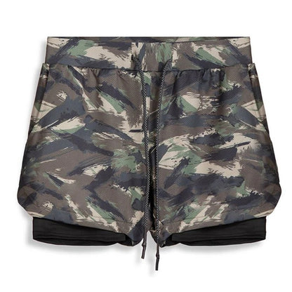 Men’s Camo Workout Shorts with Integrated Compression Liner