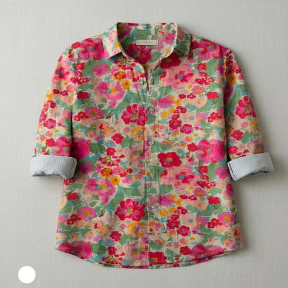Women's Breathable Cotton Floral Blouse for Casual Summer Outings