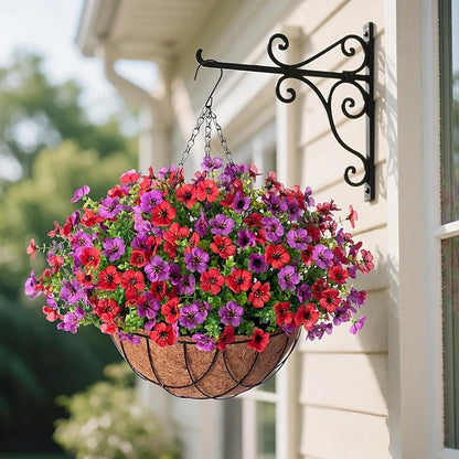 Faux Floral Hanging Planter for Outdoor Balcony and Garden Wall Display