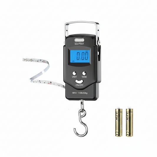 Dr.meter Fish Scale Luggage Scale Fishing Gear - 110lb Backlit LCD Display Digital Scale with Built-in Measuring Tape - Fishing Scale with 2 AAA Batteries, Pocket Size - Fishing Gifts for Men allveramart
