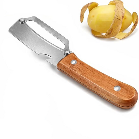 2026 Upgrade Vegetable Peeler With Wooden Handle, Stainless Steel Wide Blade Potato and Carrot Peeler, 3-in-1 Veggie Peeler With Scallion Shredder and Bottle Opener for Kitchen, Camping and Trave allveramart