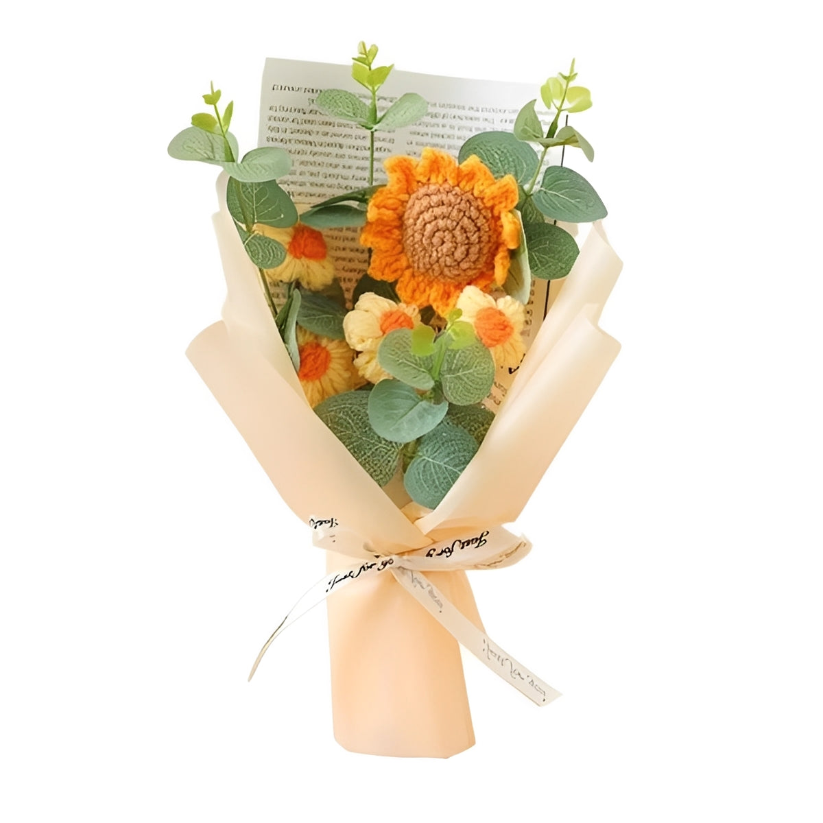 Knitted Floral Arrangement with Sunflowers and Daisies for Anniversaries and Celebrations