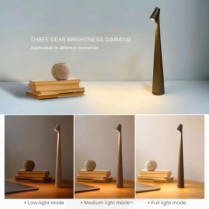 Rechargeable Aluminum Table Lamp with Adjustable Brightness and USB Port