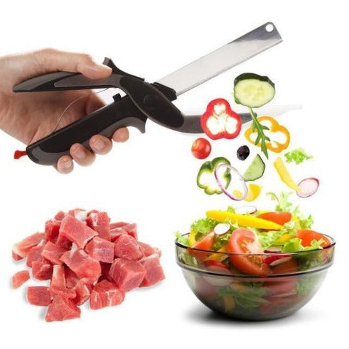 Hinged 2 in 1 Food Chopper in 304 Stainless Steel and ABS with Locking Hinge and Silicone Grips