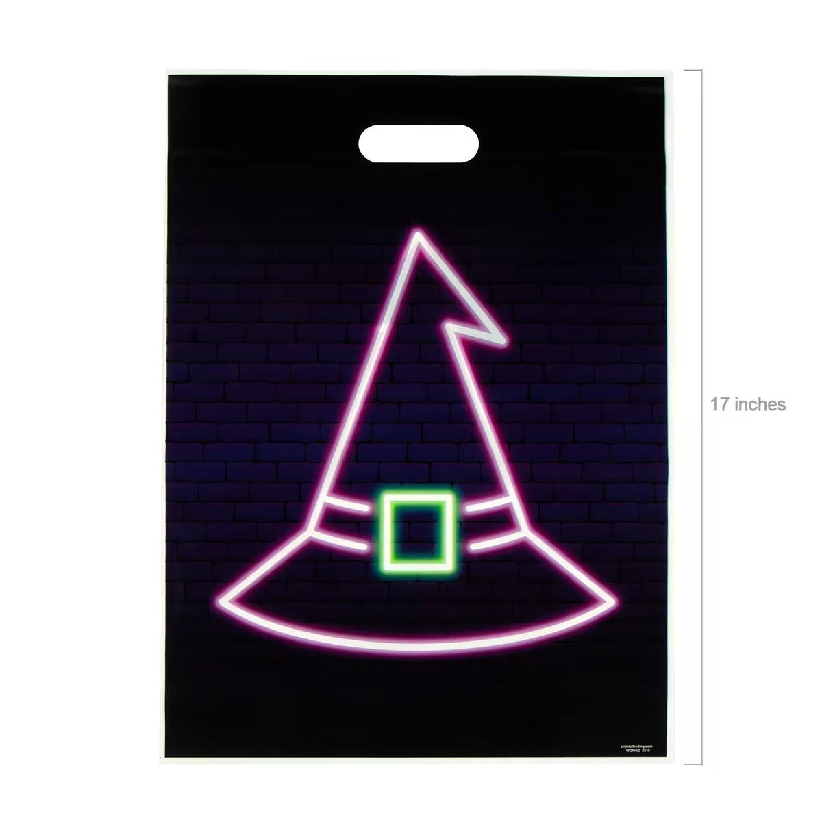 Neon Outline Halloween Goody Bags Pack of 100 with Bat Pumpkin Witch Hat and Skull Designs
