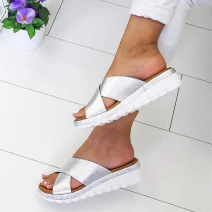 Women's Peep-Toe Wedge Sandals with Layered Platform and Ankle Strap