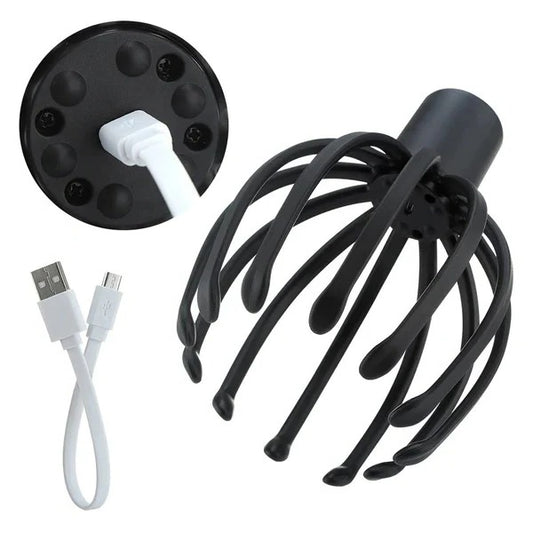 Electric Head Massager, Scalp Scratcher, Octopus Vibration Tool, USB Rechargeable