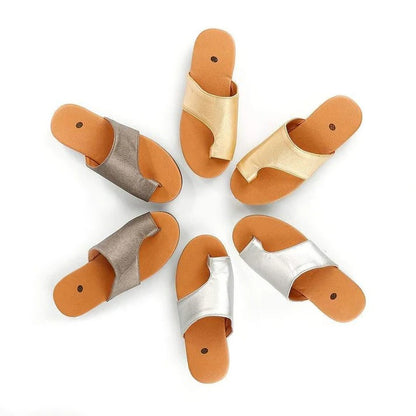 Suede Toe Loop Flat Sandals with Thick Platform Sole