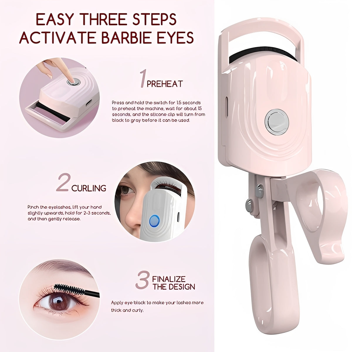 Battery Powered Heated Eyelash Wand for Extended Curl and Eye Definition