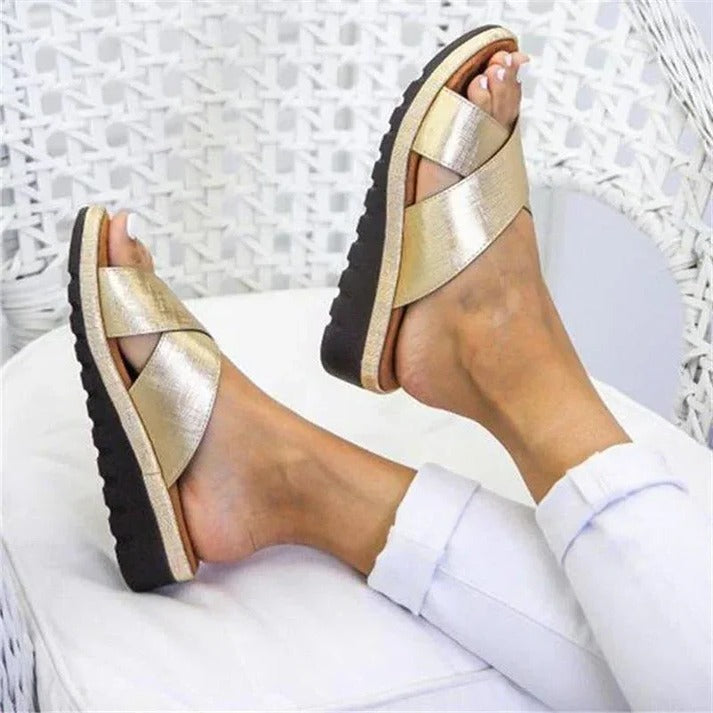 Women's Peep-Toe Wedge Sandals with Layered Platform and Ankle Strap