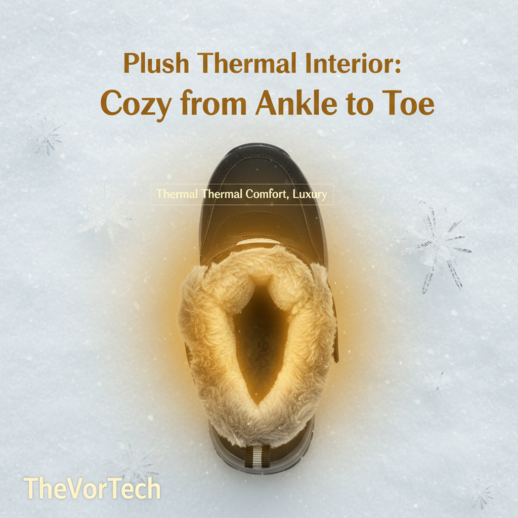 Women Ankle High Snow Boots with Waterproof Synthetic Leather and Anti-Slip Tread