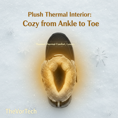 Women Ankle High Snow Boots with Waterproof Synthetic Leather and Anti-Slip Tread