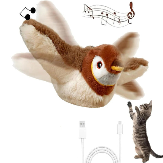 Electronic Flying Bird Cat Toy with Flapping Wings and Hanging Cord