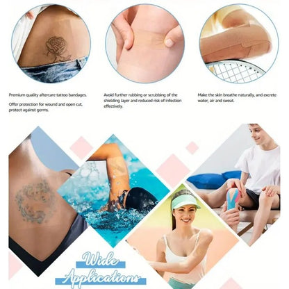 Clear Stretch PU Waterproof Bandages for Tattoo Aftercare and Shower Use