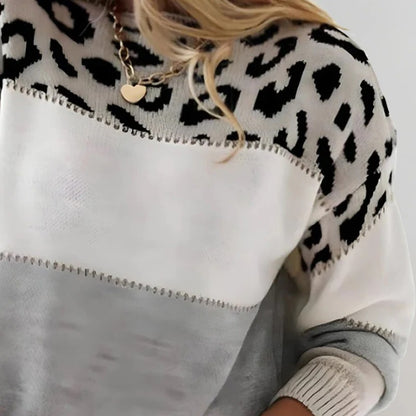 Wild Print Sweater Top with Leopard Pattern