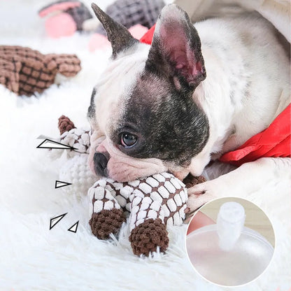 Plush Dog Toy with Squeaker and Reinforced Layered Fabric, Machine Washable