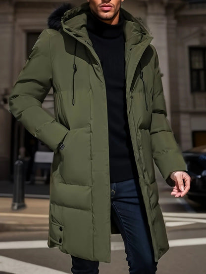 Insulated Winter Jacket with Synthetic Fill and Adjustable Hood for Cold Weather