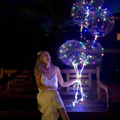 Reusable LED Balloons with Color Changing Light, Natural Latex and a Reusable Holder in Four Colors