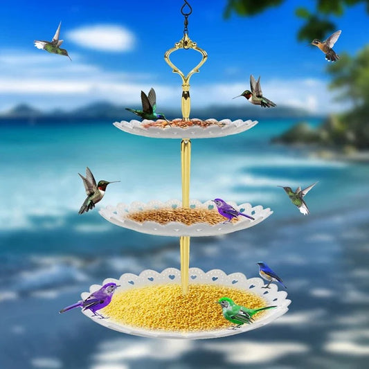 3-Tier Hanging Bird Feeder & Bird Bath Combo