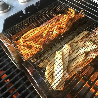 Stainless Steel Rolling BBQ Grill Basket