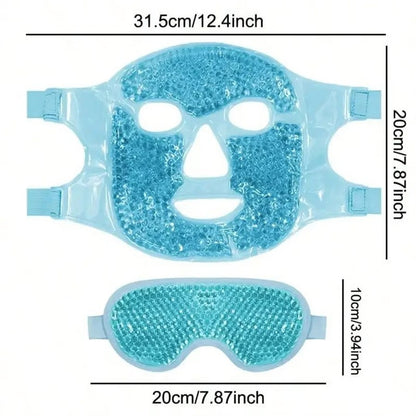 Reusable Gel Bead Eye and Face Cooling Mask with Hot and Cold Therapy for Puffiness and Relaxation