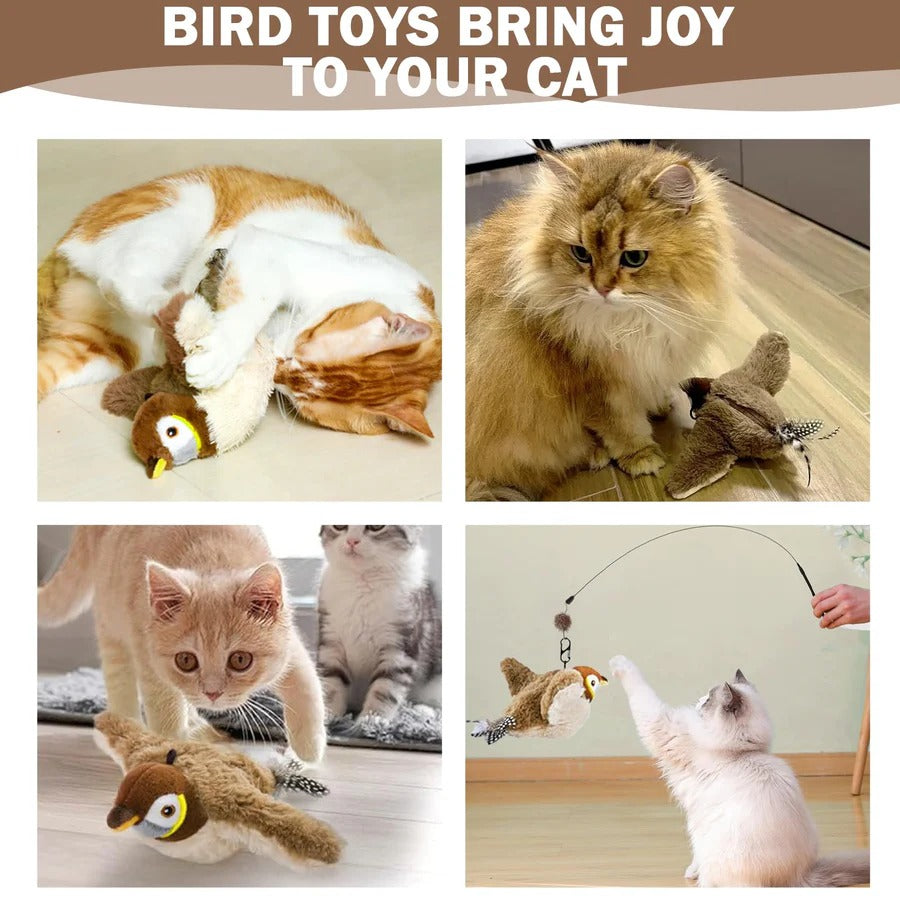 Electronic Flying Bird Cat Toy with Flapping Wings and Hanging Cord