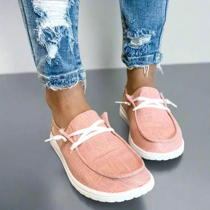 Women's Elasticated Canvas Slip-On Shoes with Roomy Toe Box and Padded Footbed
