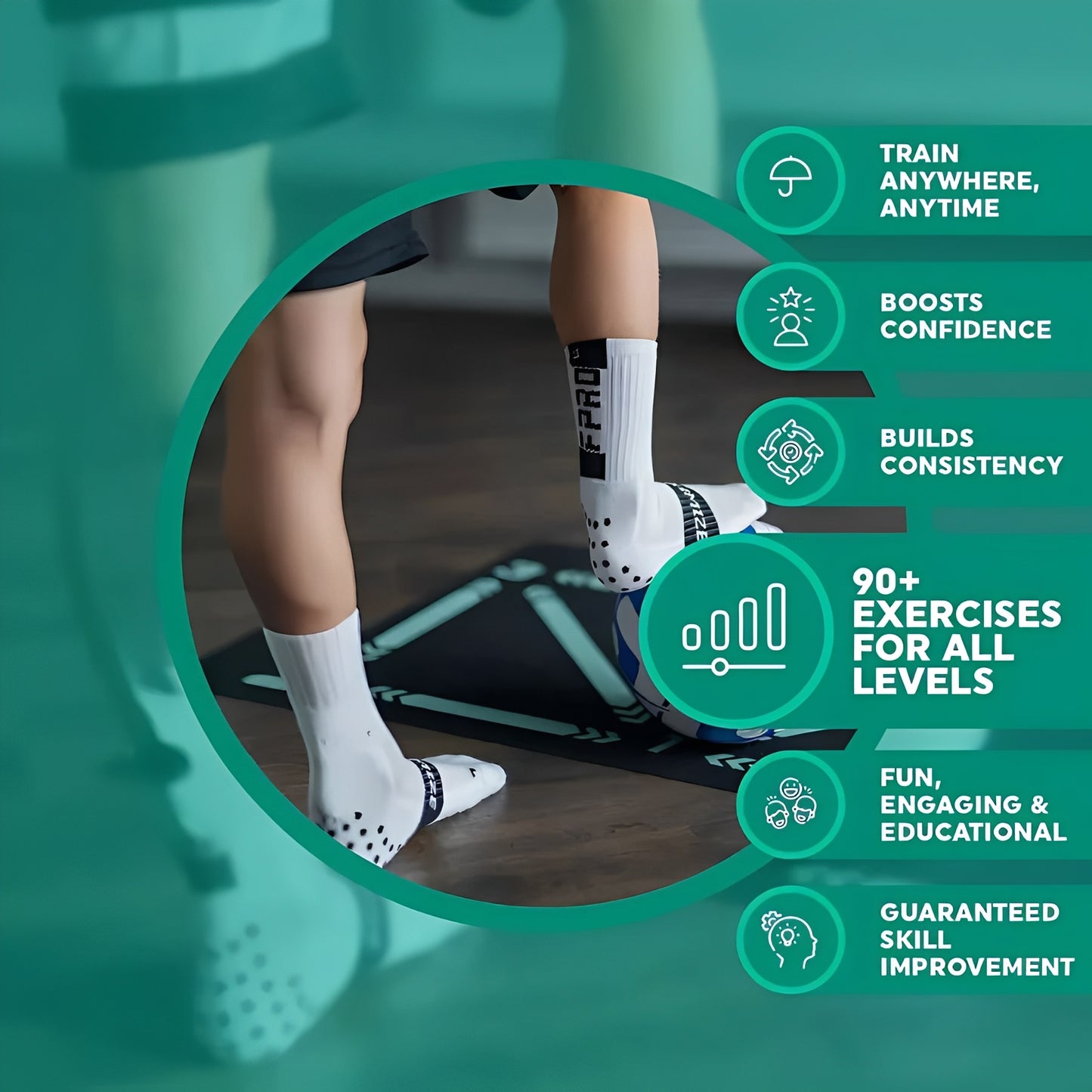 Indoor Football Training Mat with Video Guided Training Sessions