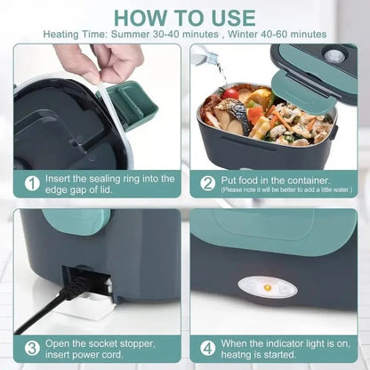 Self Heating Bento Box for Travel, Office and Vehicle Use