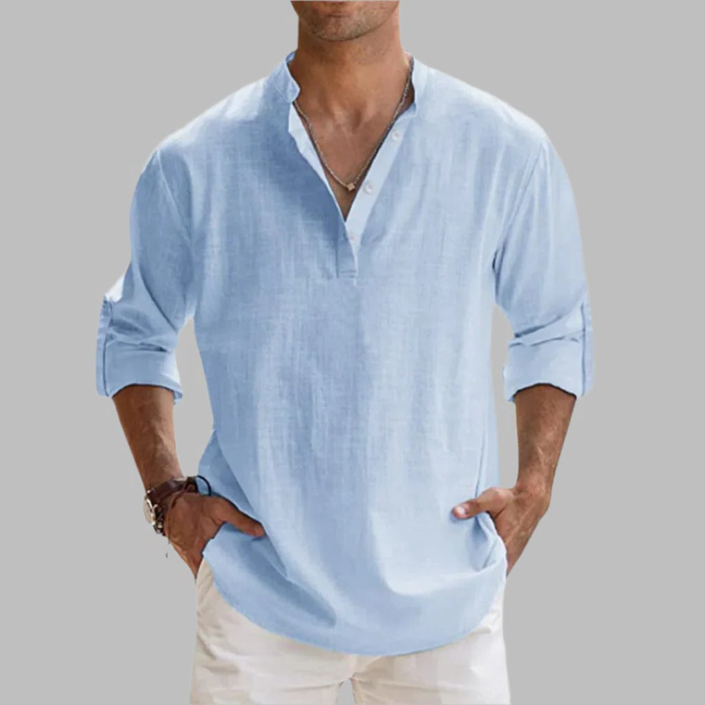 Men's Relaxed Fit Linen Short Sleeve Shirt for Hot Weather