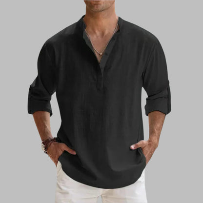Men's Relaxed Fit Linen Short Sleeve Shirt for Hot Weather
