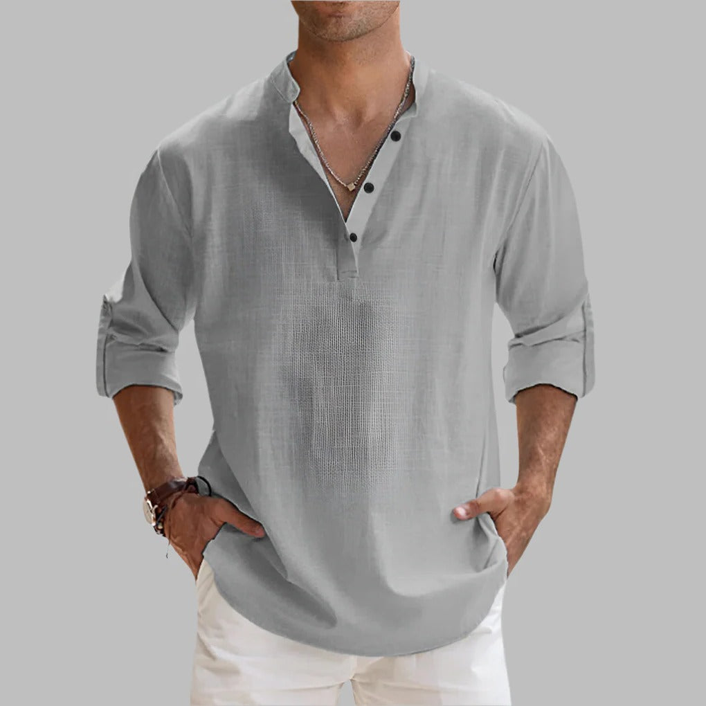Men's Relaxed Fit Linen Short Sleeve Shirt for Hot Weather