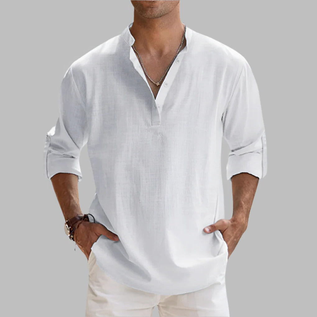 Men's Relaxed Fit Linen Short Sleeve Shirt for Hot Weather