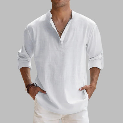 Men's Relaxed Fit Linen Short Sleeve Shirt for Hot Weather