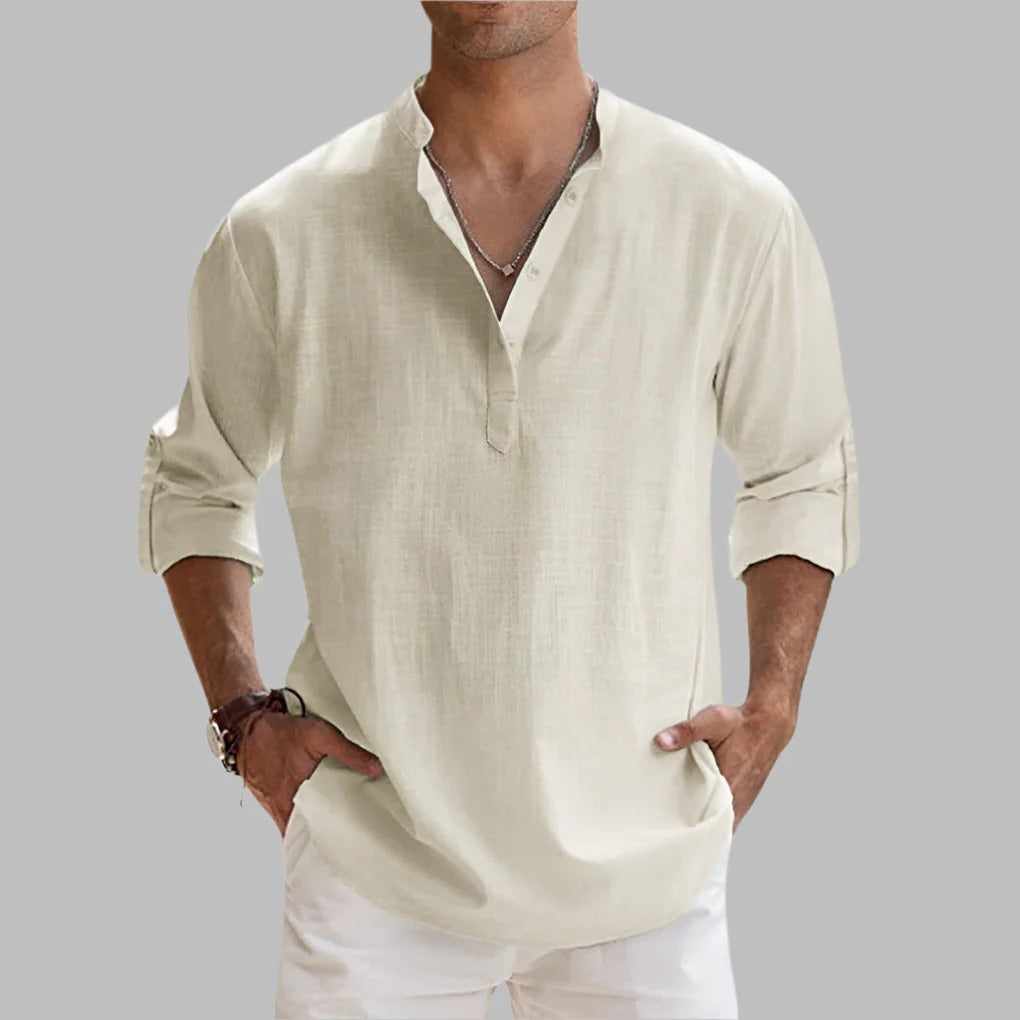 Men's Relaxed Fit Linen Short Sleeve Shirt for Hot Weather