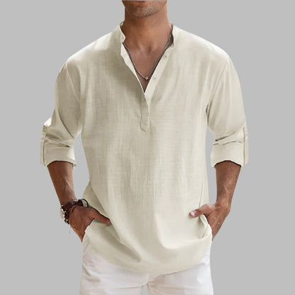 Men's Relaxed Fit Linen Short Sleeve Shirt for Hot Weather