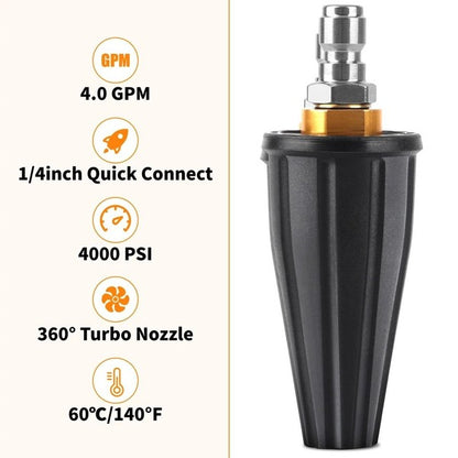 High Pressure Turbo Spray Nozzle with Rotating Tip for Pressure Washers