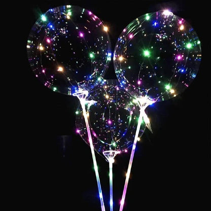 Reusable LED Balloons with Color Changing Light, Natural Latex and a Reusable Holder in Four Colors
