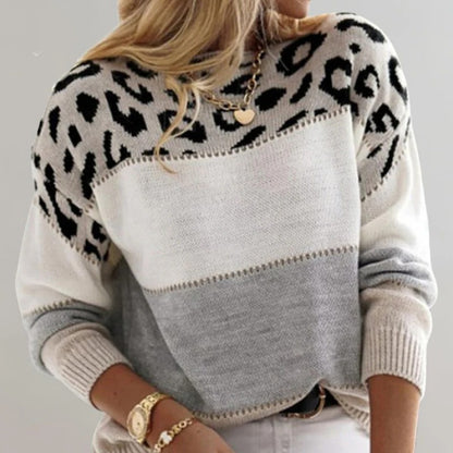Wild Print Sweater Top with Leopard Pattern