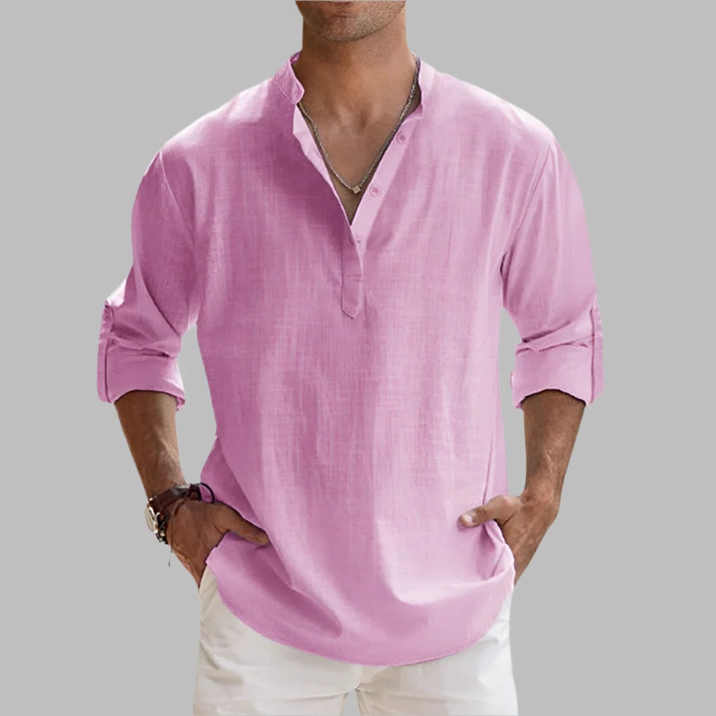 Men's Relaxed Fit Linen Short Sleeve Shirt for Hot Weather