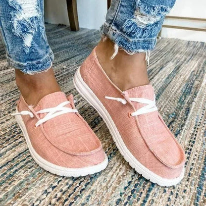 Women's Elasticated Canvas Slip-On Shoes with Roomy Toe Box and Padded Footbed