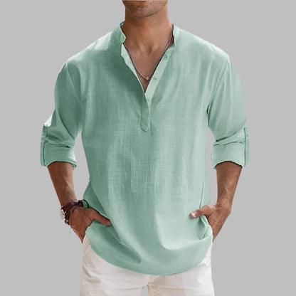 Men's Relaxed Fit Linen Short Sleeve Shirt for Hot Weather
