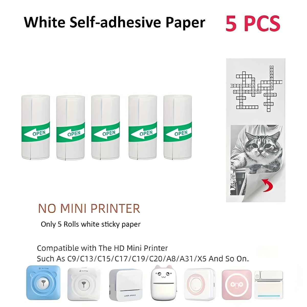 Portable Inkless Thermal Sticker Printer, Bluetooth Photo and Memo Printer