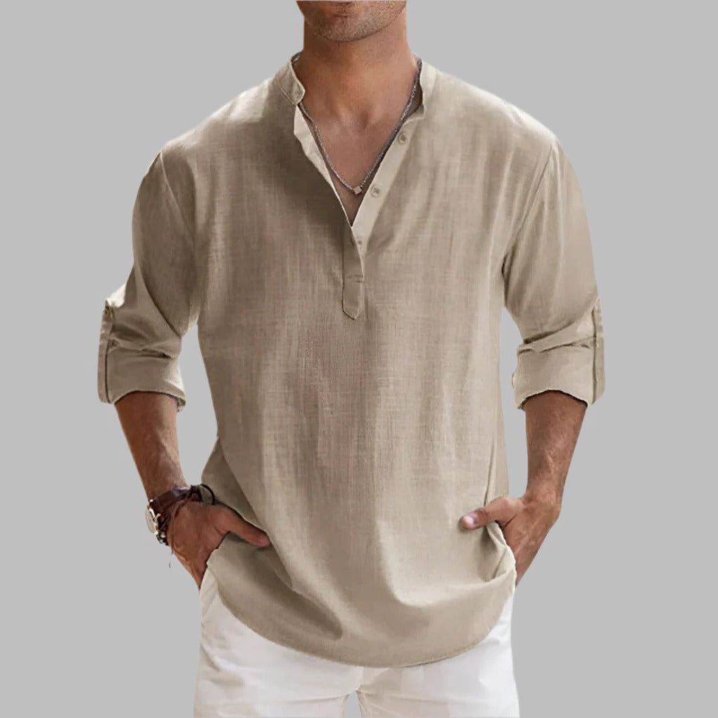 Men's Relaxed Fit Linen Short Sleeve Shirt for Hot Weather