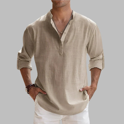 Men's Relaxed Fit Linen Short Sleeve Shirt for Hot Weather